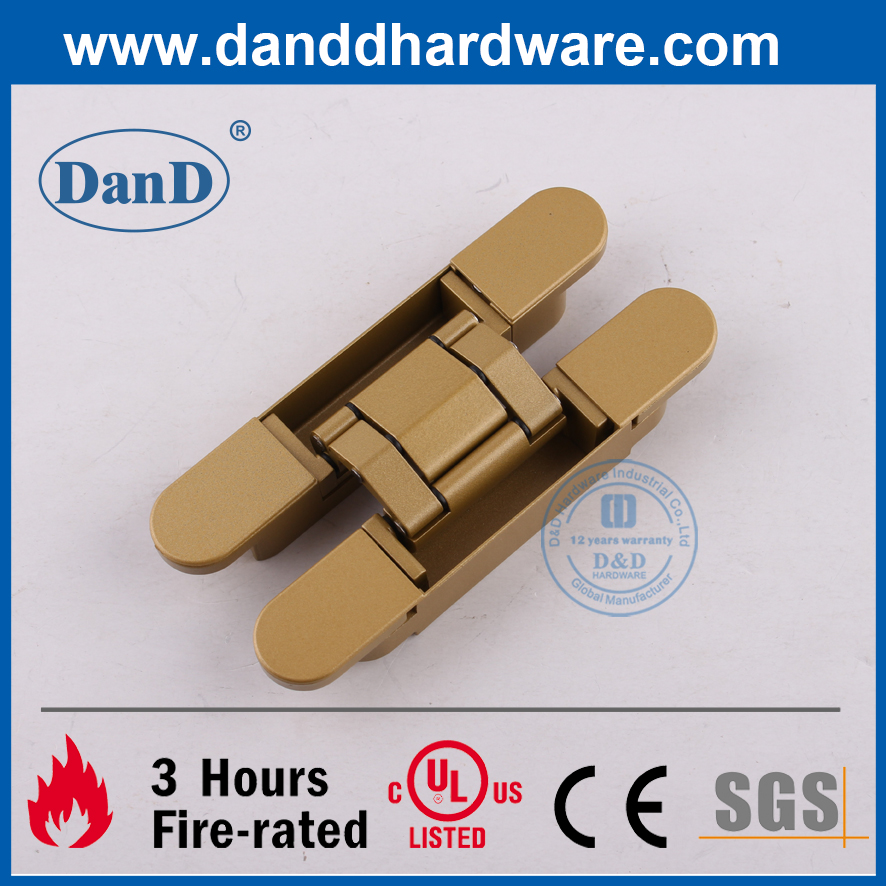 Alliage de zinc 3D Golden porte cachée Hing pour porte en bois-DDCH008-G80